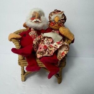 Vintage Marilee Doll 1971 Santa & Mrs. Claus on Wicker Chair Christmas